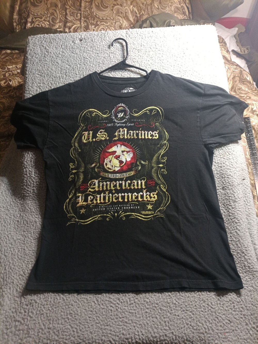 727 Designs U.S. Marines American Leathernecks XL Black T-Shirt 3522